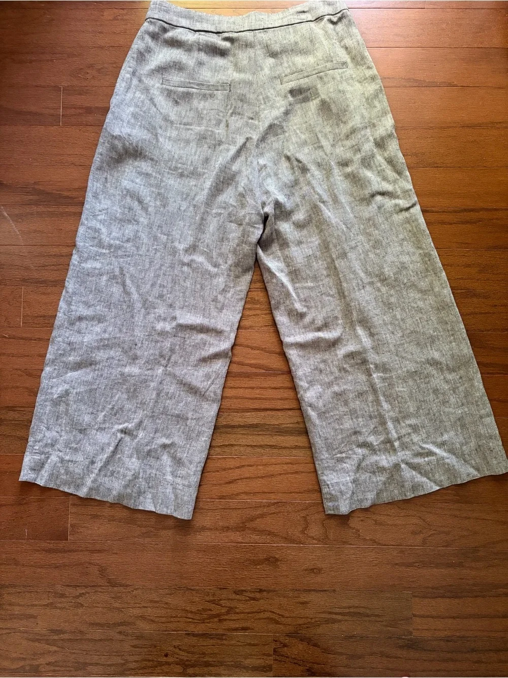 H&M Gray Wide-Leg Linen Blend Pants Size 6